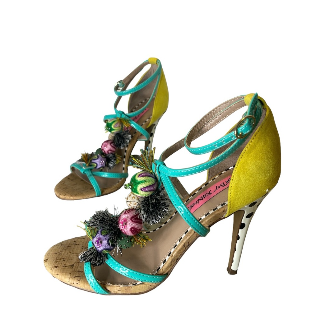 Betsey Johnson Rudey Strappy Heeled Sandals Multi-Color Polka Dot Size 7